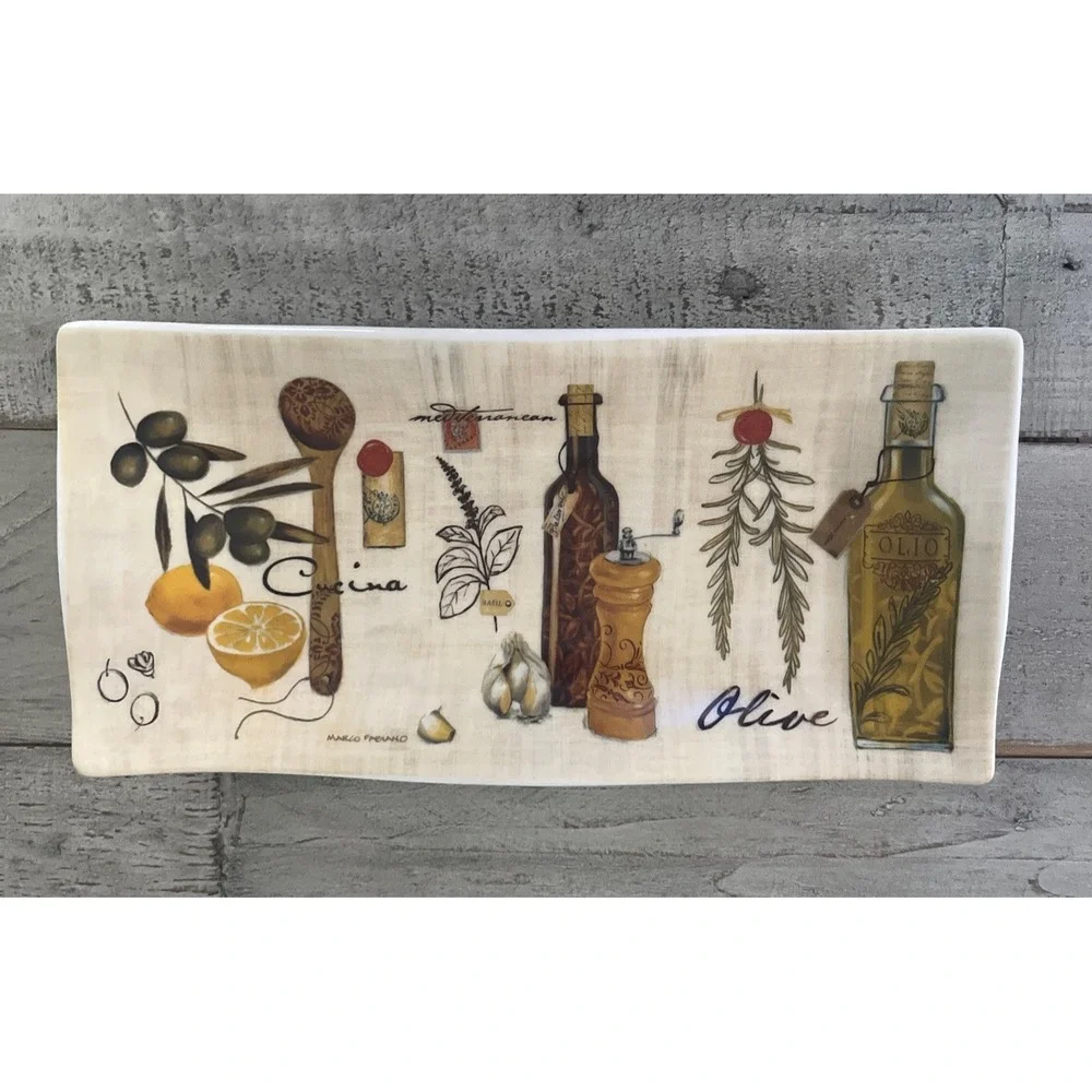 Cypress Home Mediterranean,‎ Olive, Cucina Ceramic Serving/Olive Oil Plate